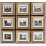 Doreen Medhurst RMS SBA SWA, 9 miniature scenes, oils on board, framed, overall frame dimensions