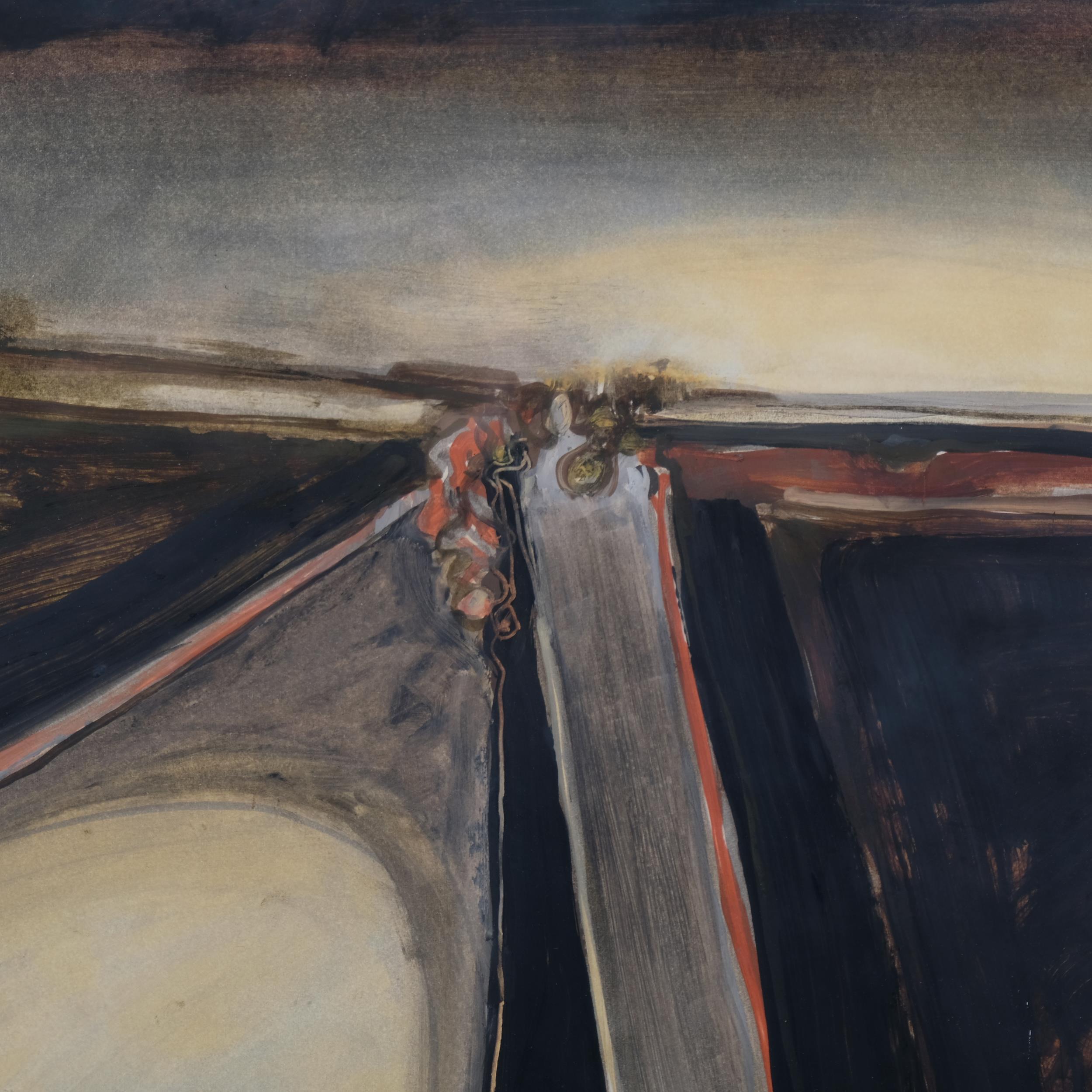 Janet Monks (born 1939), abstract landscape East Lancashire road, watercolour gouache, - Image 3 of 4