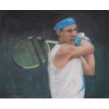 Jennifer Lipman (1935 - 2022), Rafa Nadal, coloured pastels, signed, 38cm x 45cm, framed Good