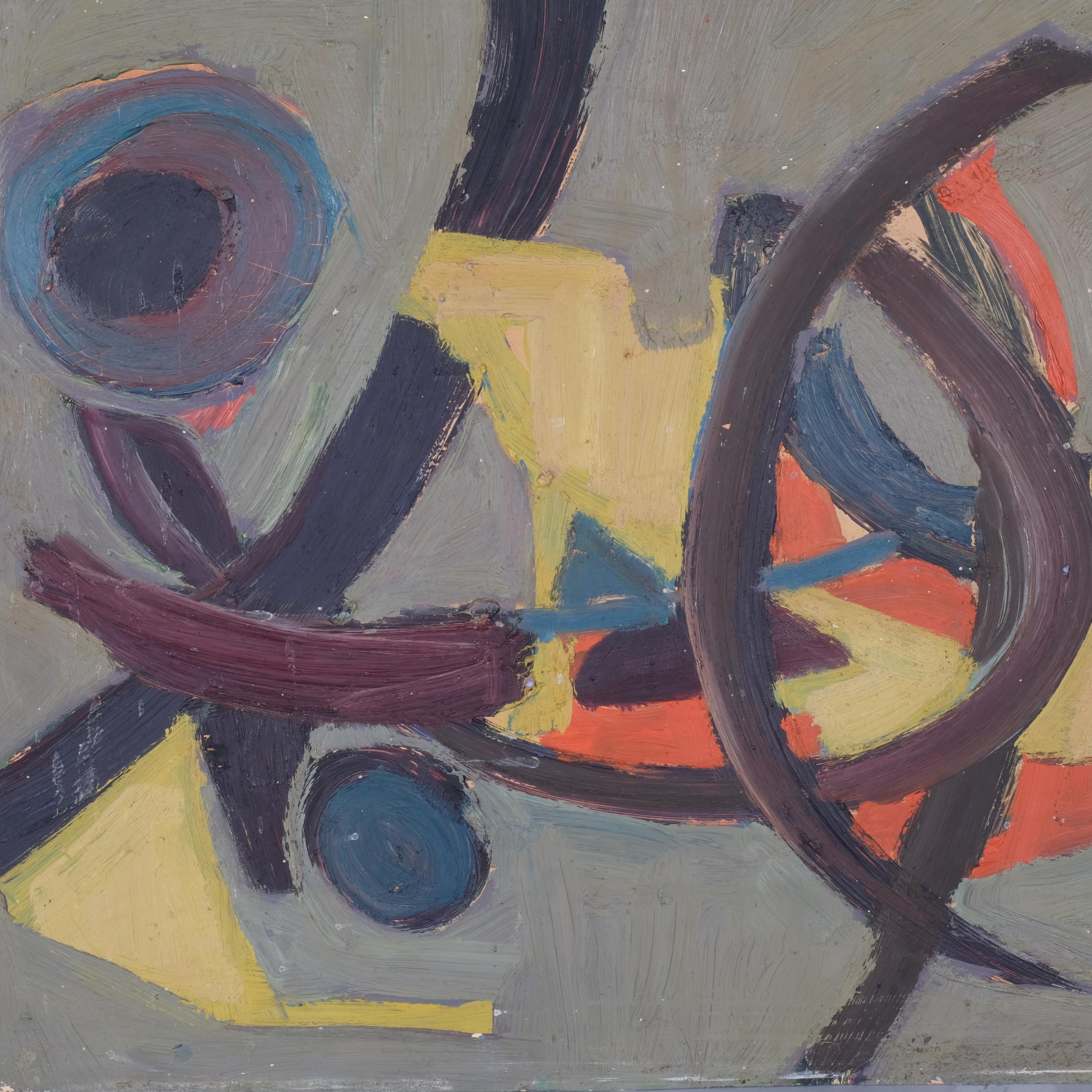 Lotte Wolf-Koch (1909 - 1977), abstract composition, oil on board, signed, 38cm x 49cm, unframed - Image 2 of 4