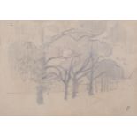 Victor Pasmore (1908 - 1998), Trees, pencil drawing, signed with monogram, 12cm x 17cm, framed,