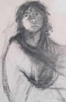 Kenneth Townsend, portrait "Biddy", charcoal on paper, signed, 56cm x 36cm, framed