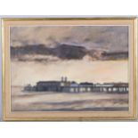 Janet Reid (b1939) Hastings Pier in a storm, mid-20th century watercolour, unsigned, 41cm x 57cm,