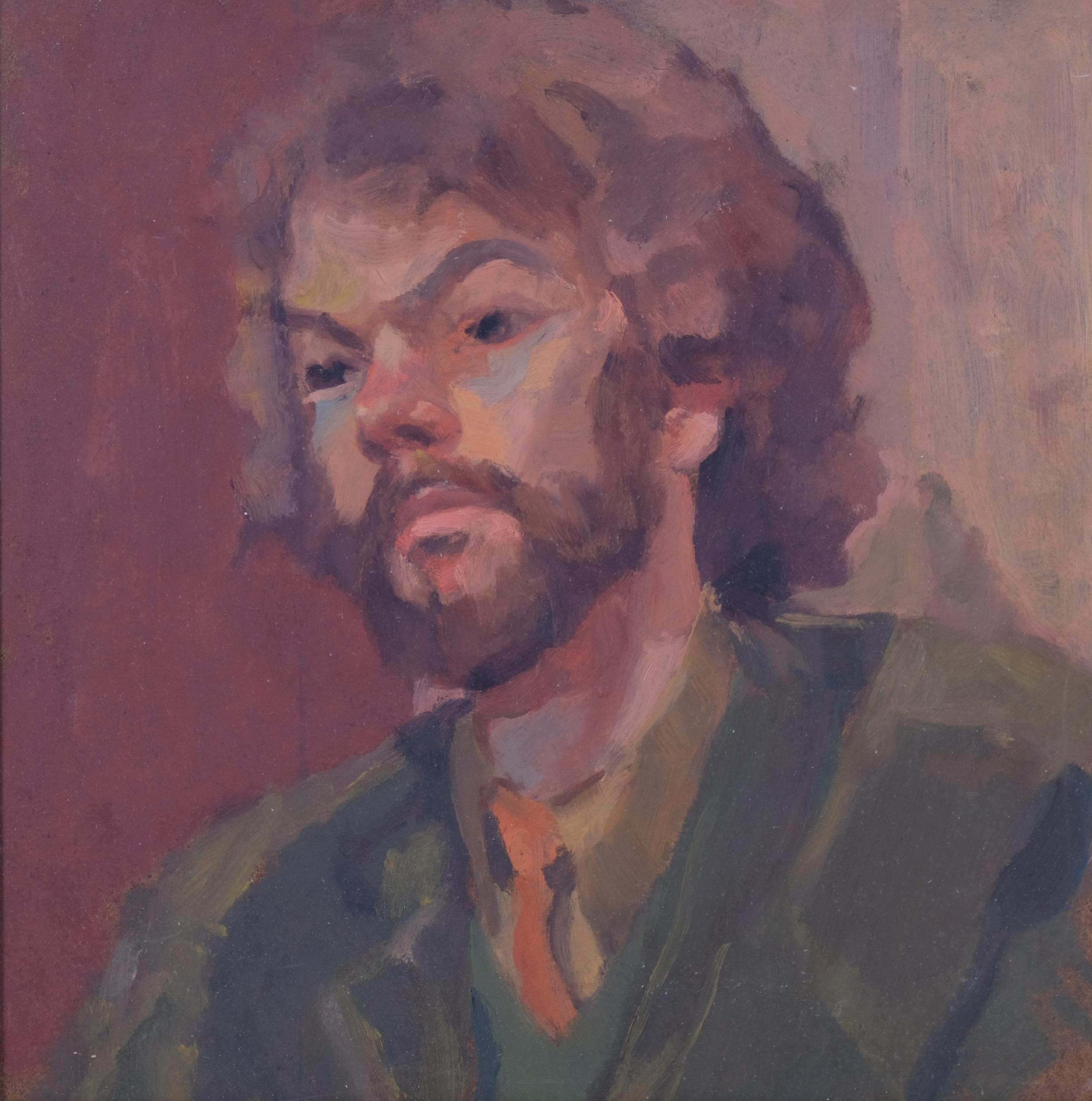 Portrait of a man, mid-20th century oil on board, unsigned, 28cm x 28cm, framed and glazed Good - Image 2 of 4