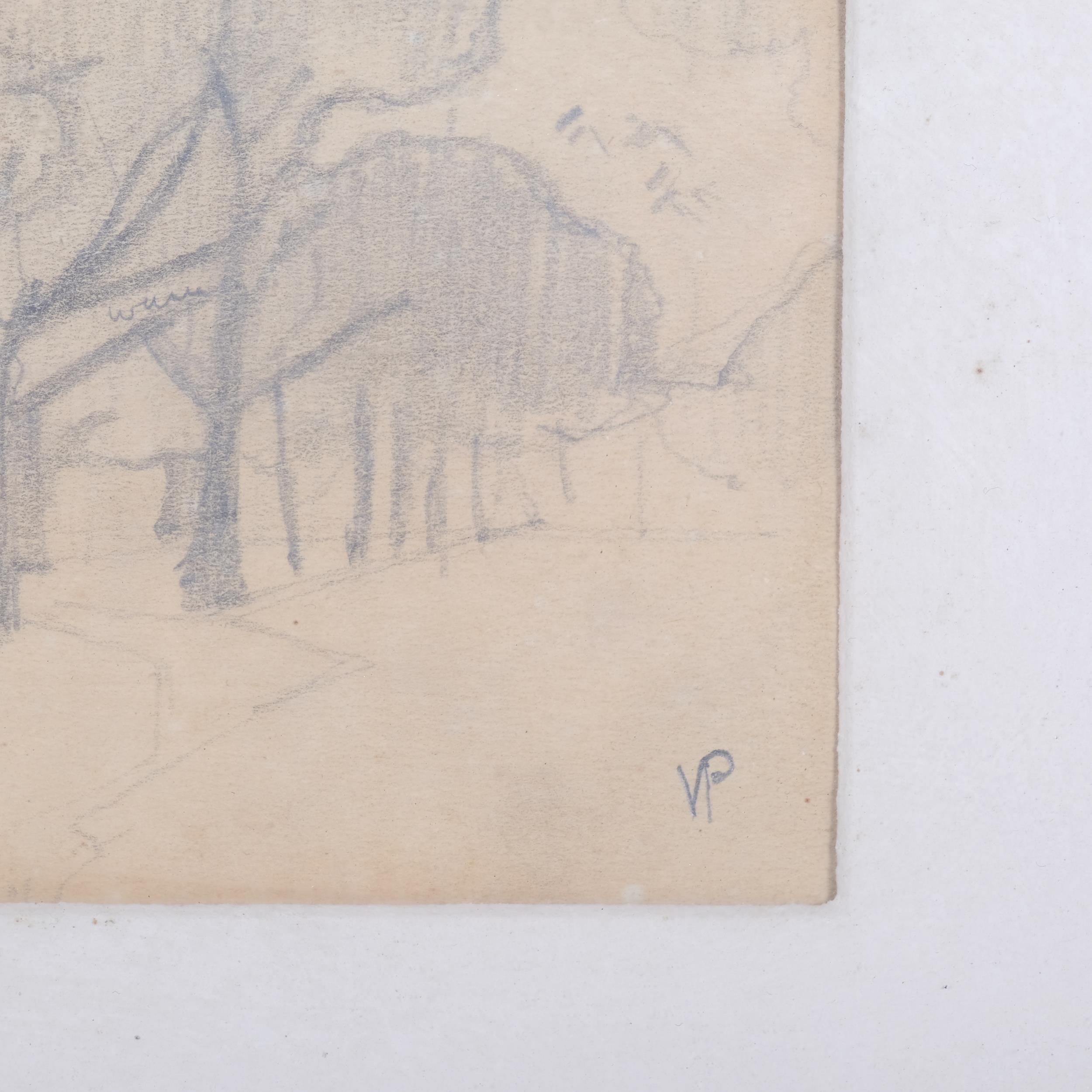Victor Pasmore (1908 - 1998), Trees, pencil drawing, signed with monogram, 12cm x 17cm, framed, - Image 3 of 4