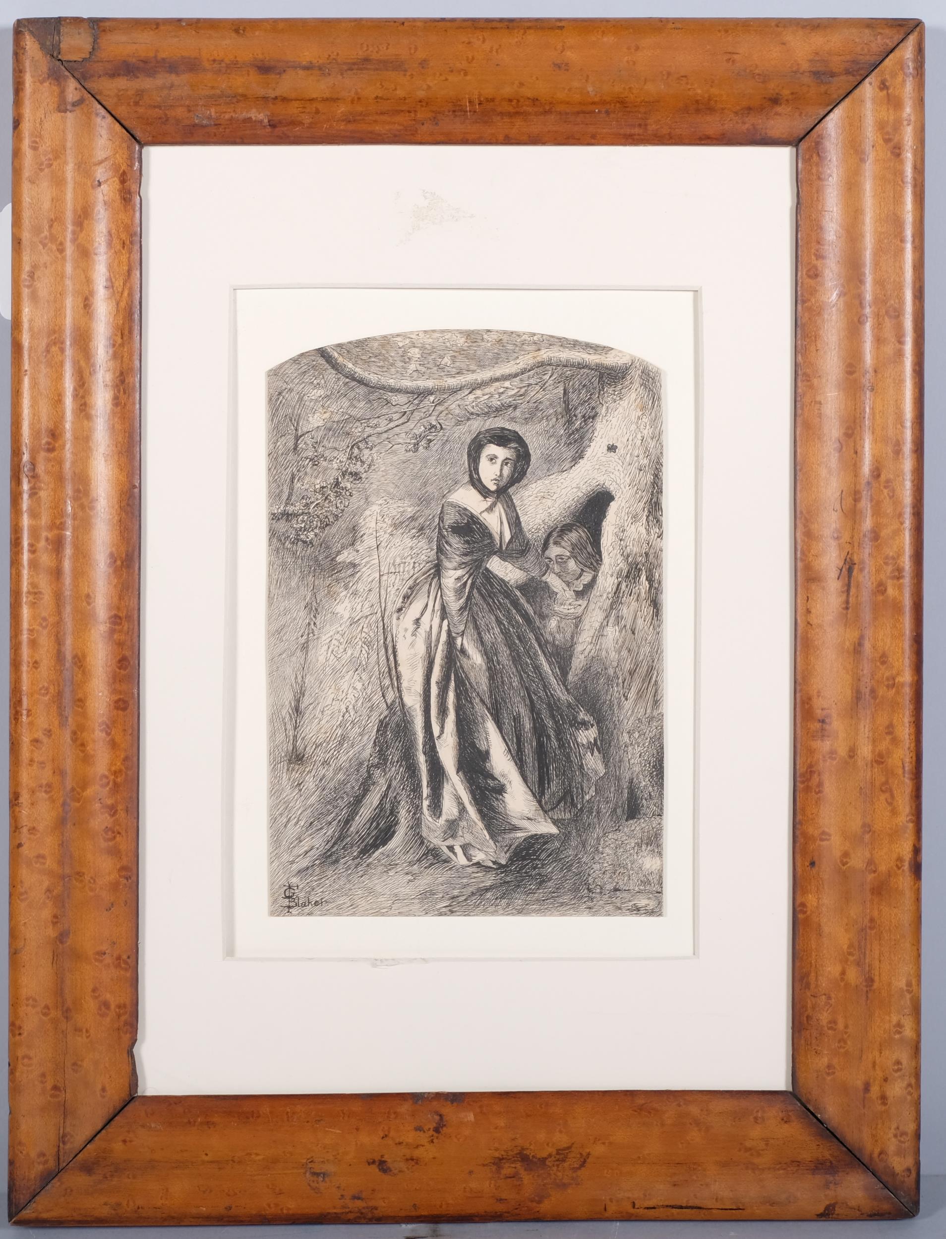 Nineteenth Century Monogrammist, ink on paper, The Assignation, monogrammed, 21cm x 14cm, mounted in - Image 2 of 4