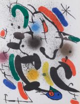 Joan Miro, Composition no. 5, original lithograph, published 1972, 31cm x 24cm, framed Good