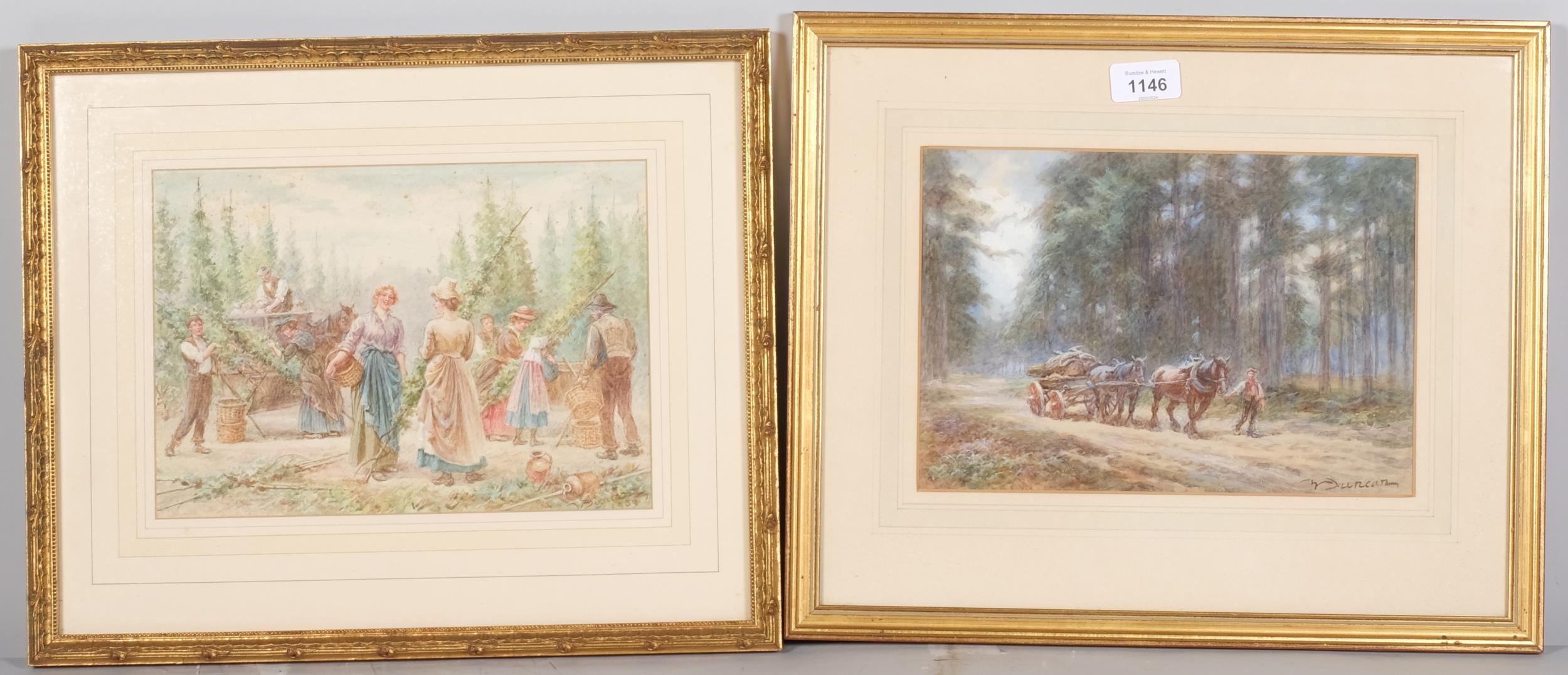 Walter Duncan, 3 rural scenes, watercolours, all signed, 18cm x 27cm, framed (3)