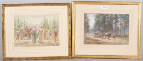 Walter Duncan, 3 rural scenes, watercolours, all signed, 18cm x 27cm, framed (3)