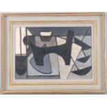 Abstract composition, contemporary oil on board, unsigned, 38cm x 55cm, framed Very good