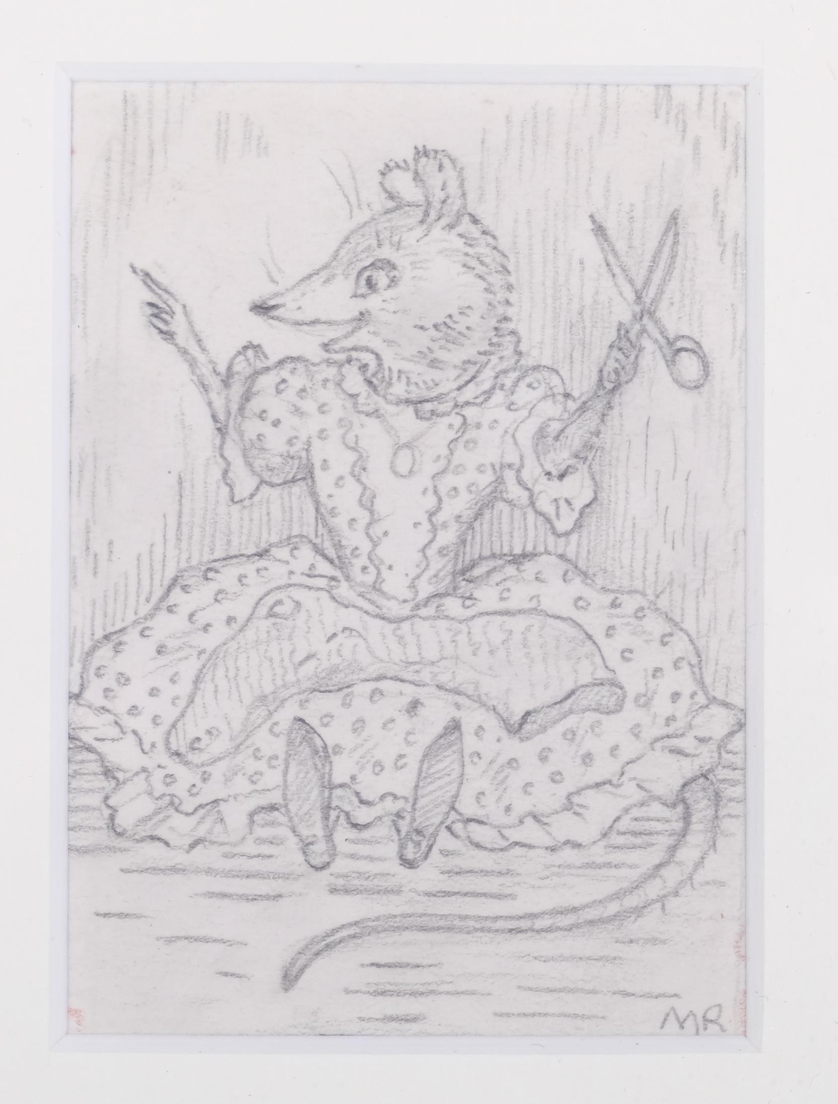 Margaret Ross, (act. 1930-50) pencil on paper, Mrs. Mouse, initialled lower right, 7cm x 5 m, - Image 3 of 4