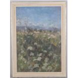 Michael Cadman, edge of the field, oil on board, signed and dated 1970, 65cm x 45cm, framed Good
