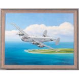 Keith Aspinall (1939 - 2008), Royal Air Force Avro Shackleton aircraft, oil on canvas, signed,