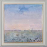 M Starr, moon over Dungeness, oil on board, signed, 60cm x 60cm, framed Good original condition