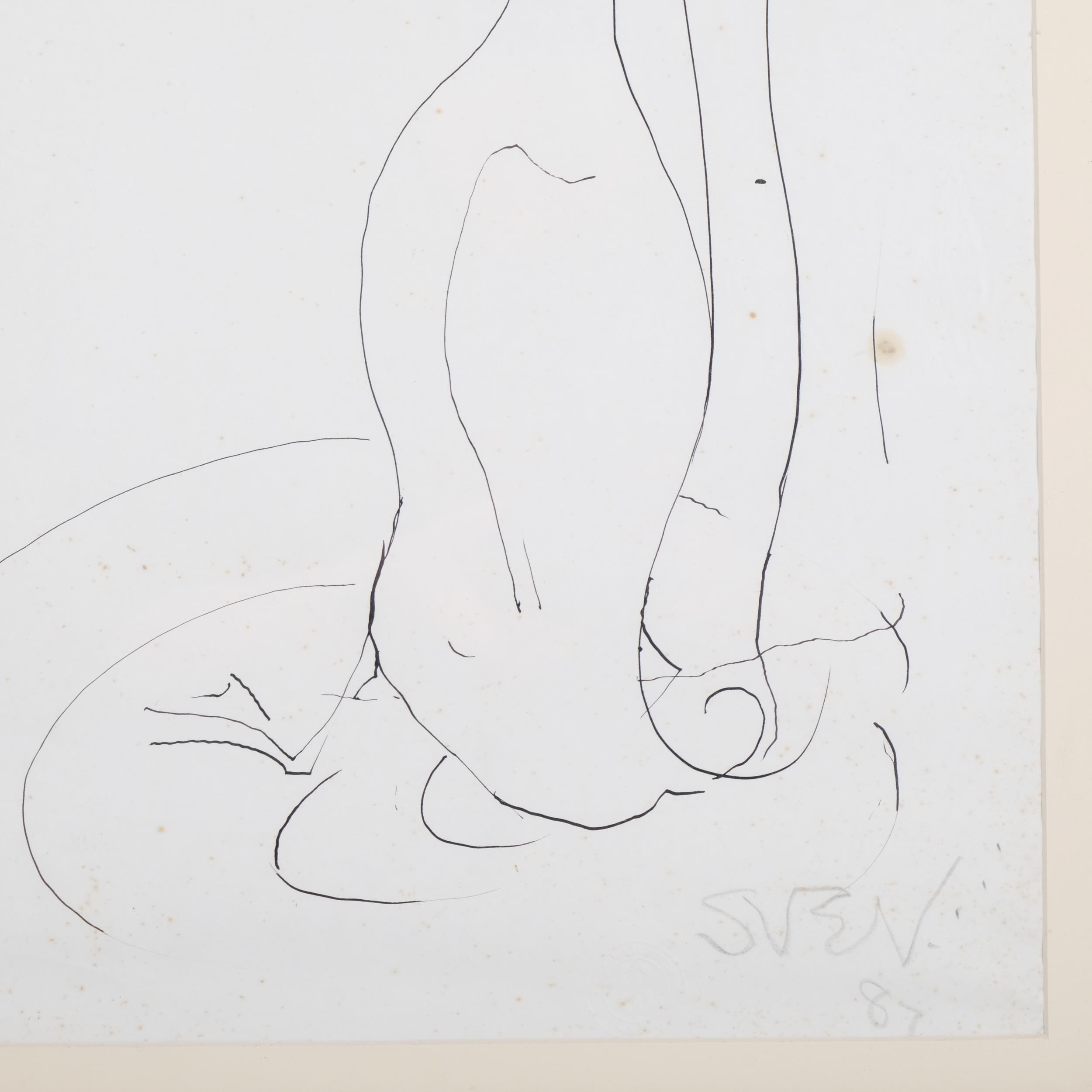 Sven Berlin (1911-1999), ink on paper, Duck, signed and dated ’87, with studio sale stamp, - Image 3 of 4