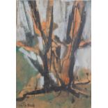 Lotte Wolf-Koch (1909 - 1977), abstract woodland, watercolour, signed, 29cm x 21cm, clip frame