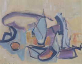Lotte Wolf-Koch (1909 - 1977), abstract composition, oil on canvas, signed, 38cm x 48cm, framed
