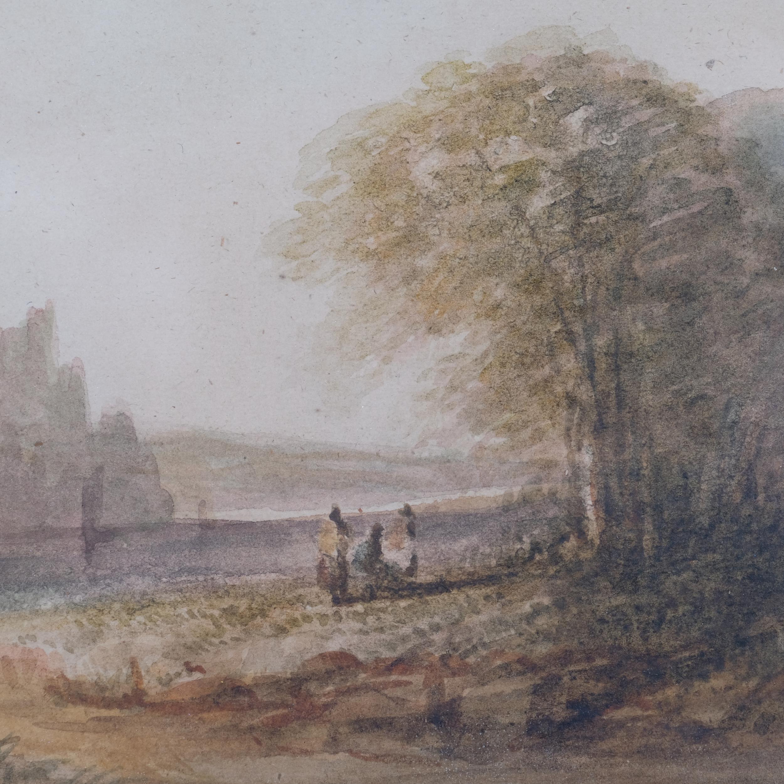 C Pearson, landscape towards a castle, watercolour, 14cm x 19cm, framed General discolouration - Image 3 of 4