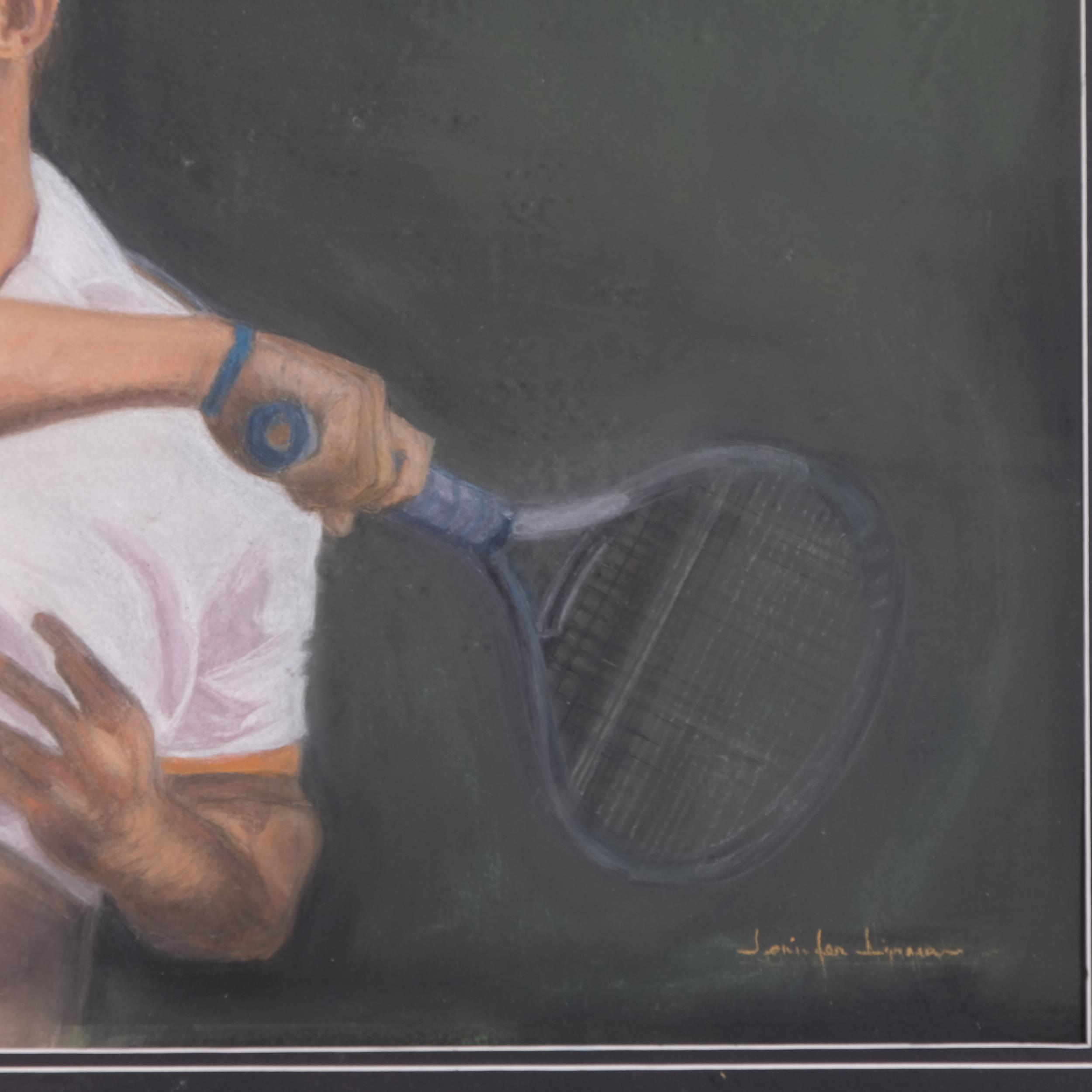 Jennifer Lipman (1935 - 2022), Andy Roddick, coloured pastels, signed, 46cm x 64cm, framed Good - Image 3 of 4