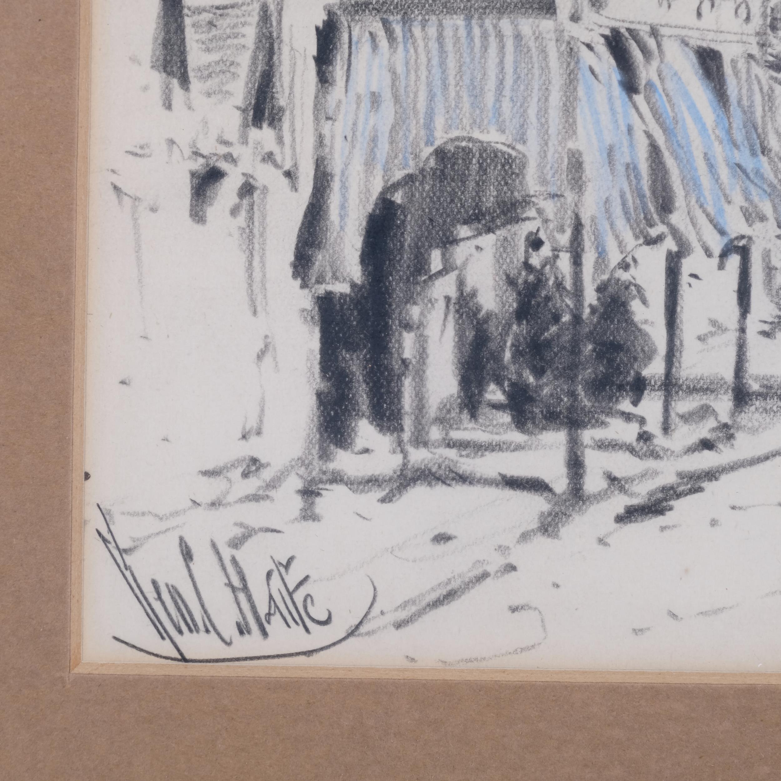 George Charles Haite, Hillingdon, charcoal/crayon, signed and dated 1900, 14cm x 22cm, framed Slight - Image 3 of 4