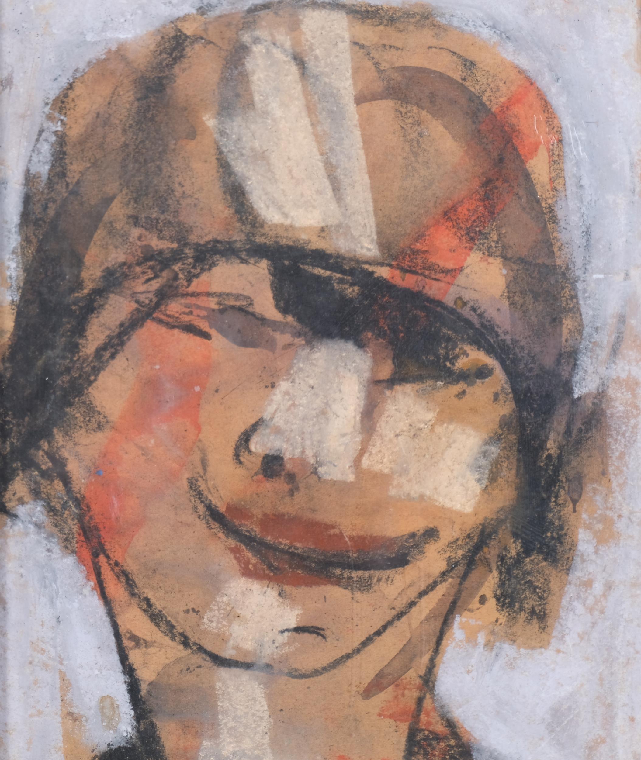 Lotte Wolf-Koch (1909 - 1977), self portrait, watercolour/crayon, signed, 28cm x 21cm, framed - Image 2 of 4