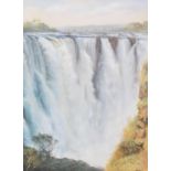 Joan Jocelyn, Victoria Falls, coloured pastels, signed, 65cm x 49cm, framed Good condition