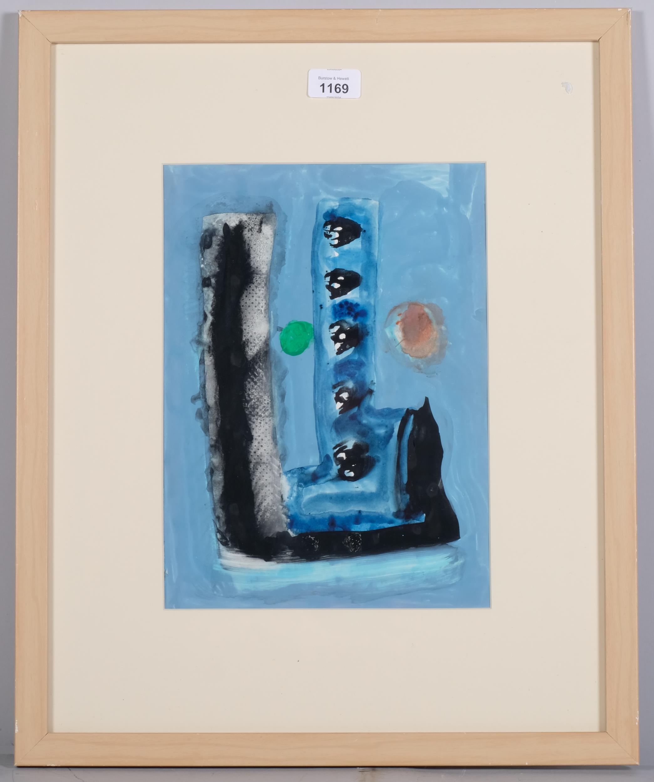 Alistair Grant (1925-1997), gouache on paper, Blue on Blue, 32cm x 24cm, mounted, glazed and - Image 2 of 4