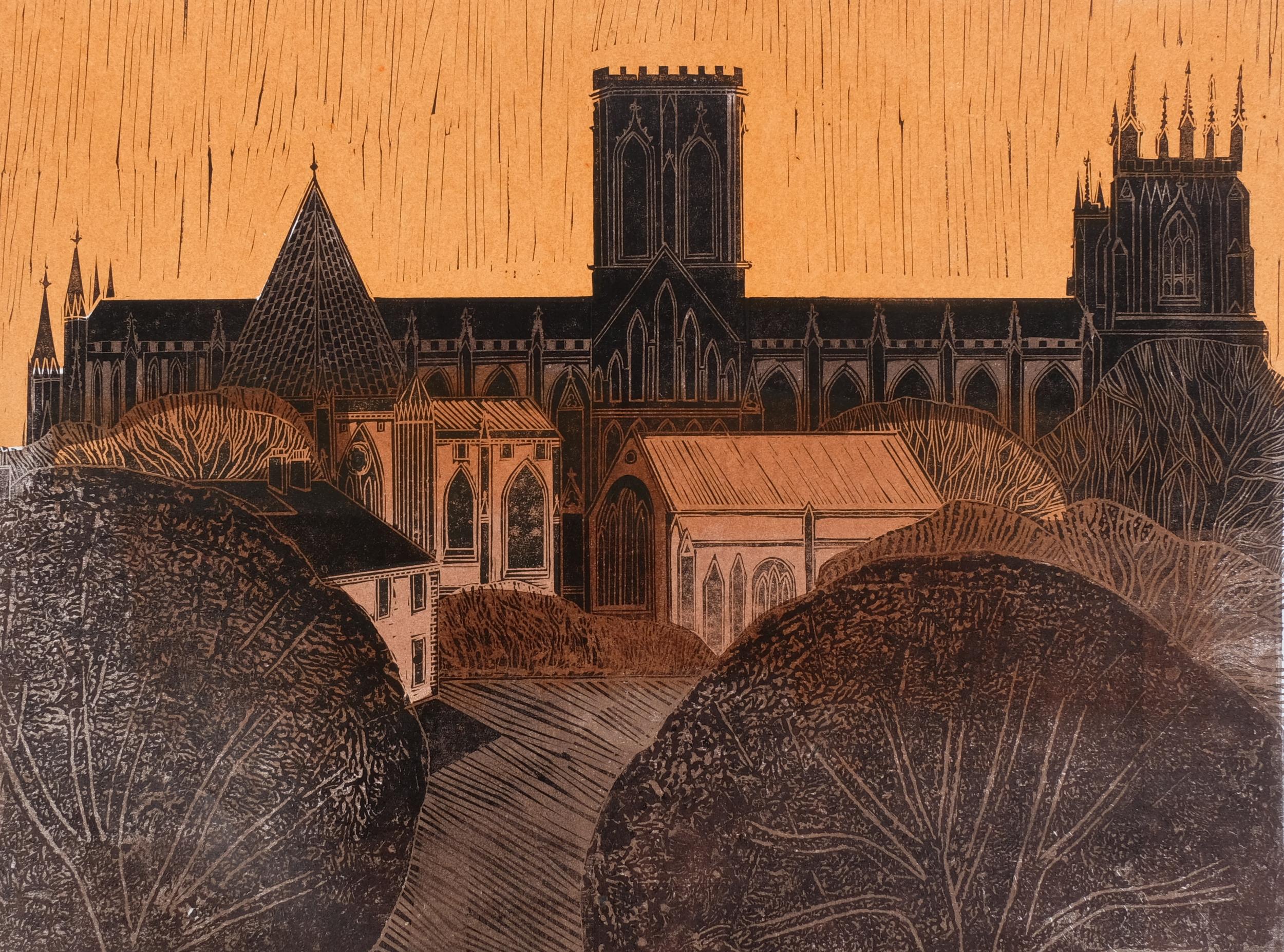 Robert Tavener, Canterbury, linocut print, signed in pencil, no. 63/75, sheet 58cm x 71cm,