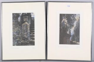 Jennifer Dickson, 3 garden scenes, coloured etchings, all signed in pencil, 2 framed and 1 mounted