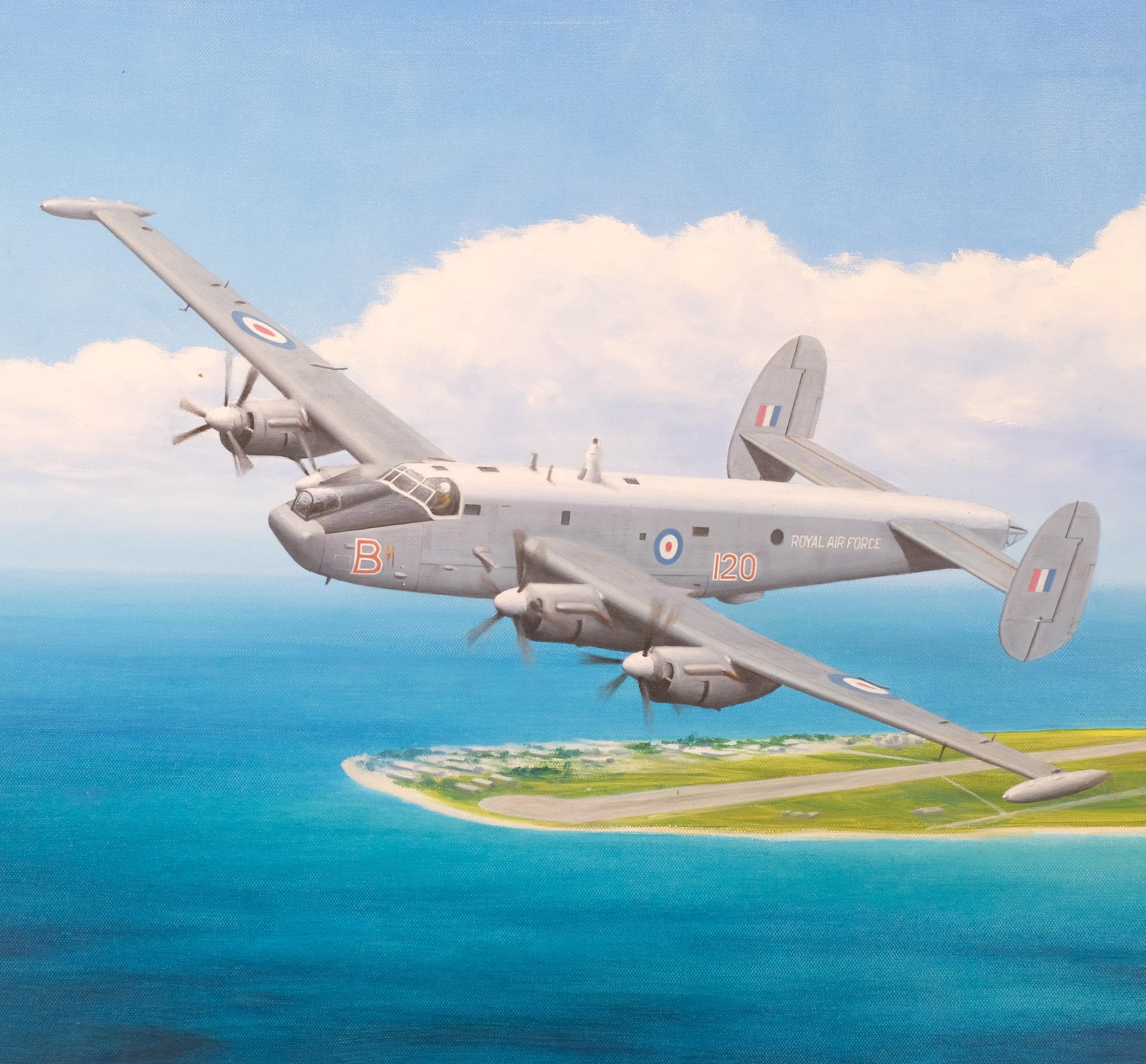 Keith Aspinall (1939 - 2008), Royal Air Force Avro Shackleton aircraft, oil on canvas, signed, - Image 2 of 4