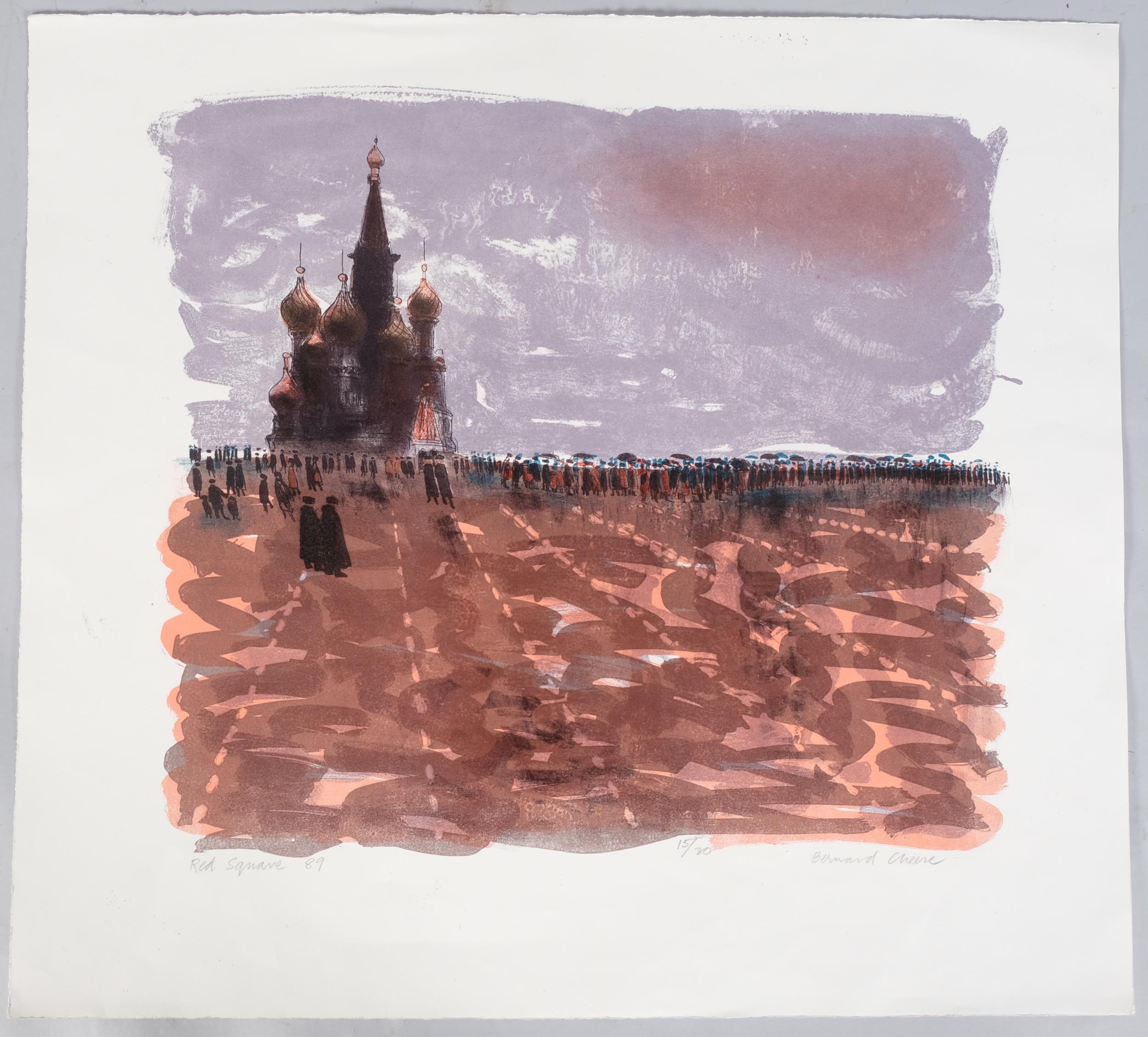 Bernard Cheese, Red Square, lithograph, signed in pencil, no. 15/30, sheet 56cm x 62cm Good - Bild 2 aus 4