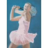 Jennifer Lipman (1935 - 2022), Maria Sharapova, coloured pastels, signed, 53cm x 38cm, framed Good