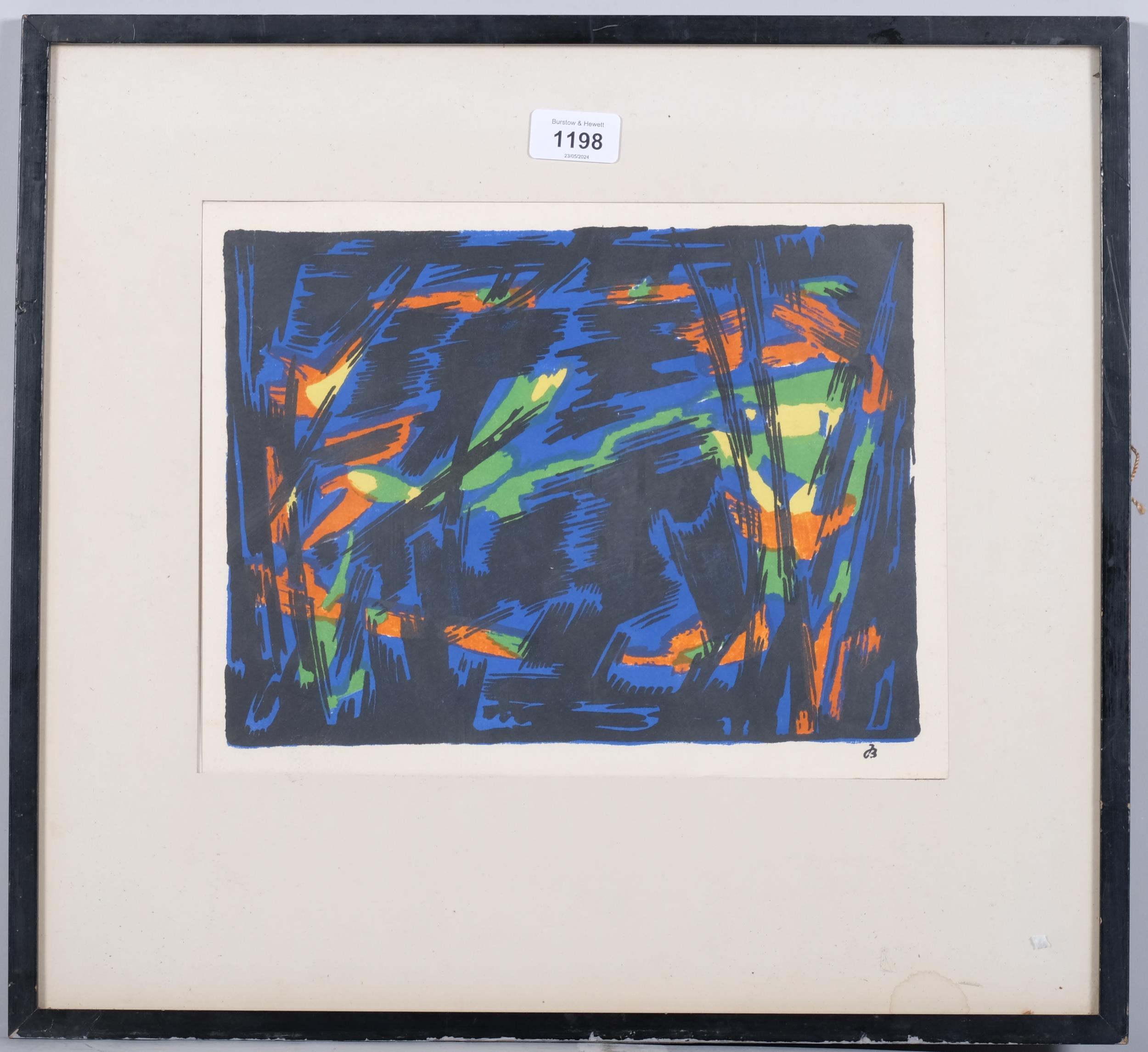 Jean Bertholle, abstract, lithograph, 1961, sheet 24cm x 32cm, framed Very slight paper - Image 2 of 4