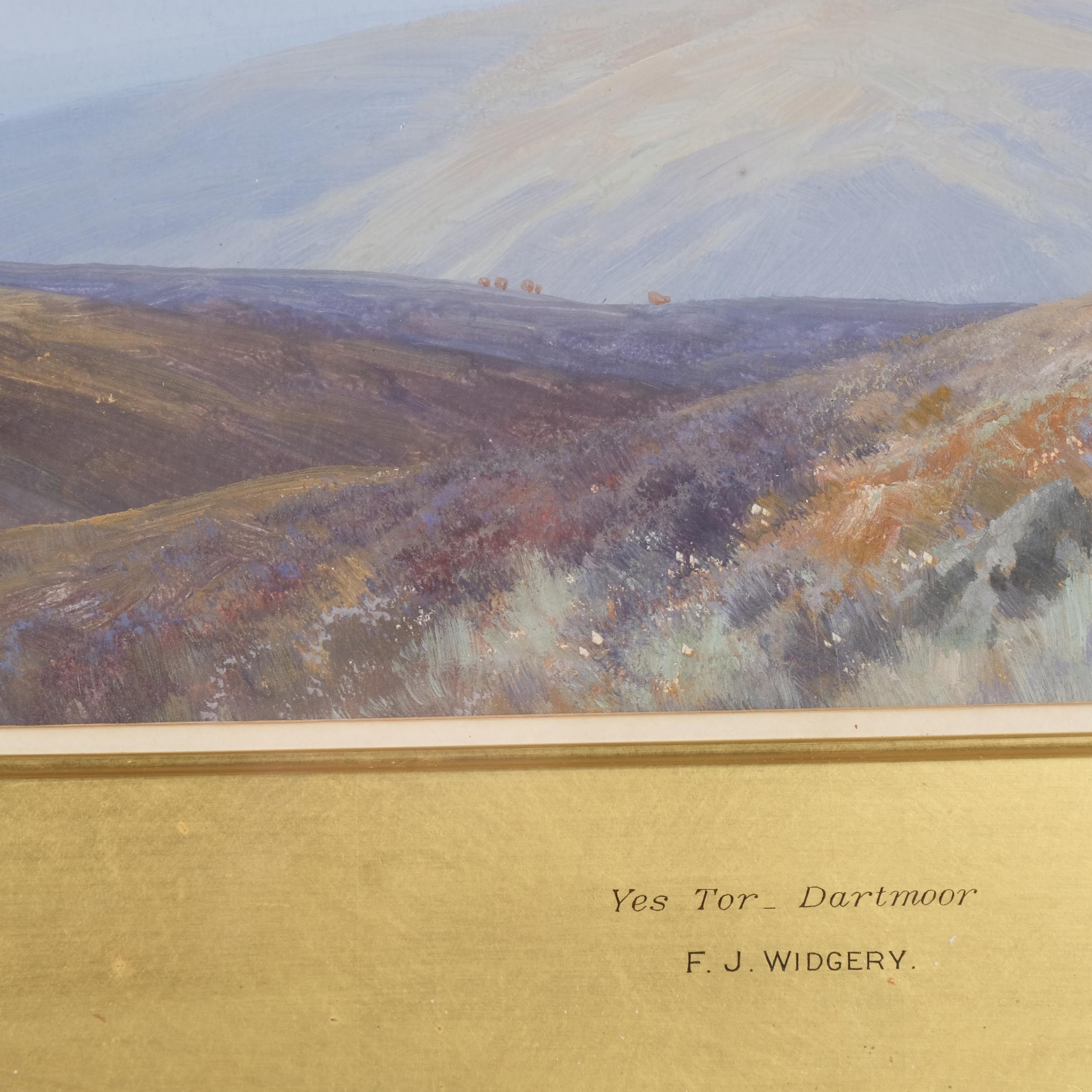 Frederick John Widgery (1861 - 1942), Yes Tor Dartmoor, gouache, 26cm x 45cm, framed Good bright - Image 3 of 4