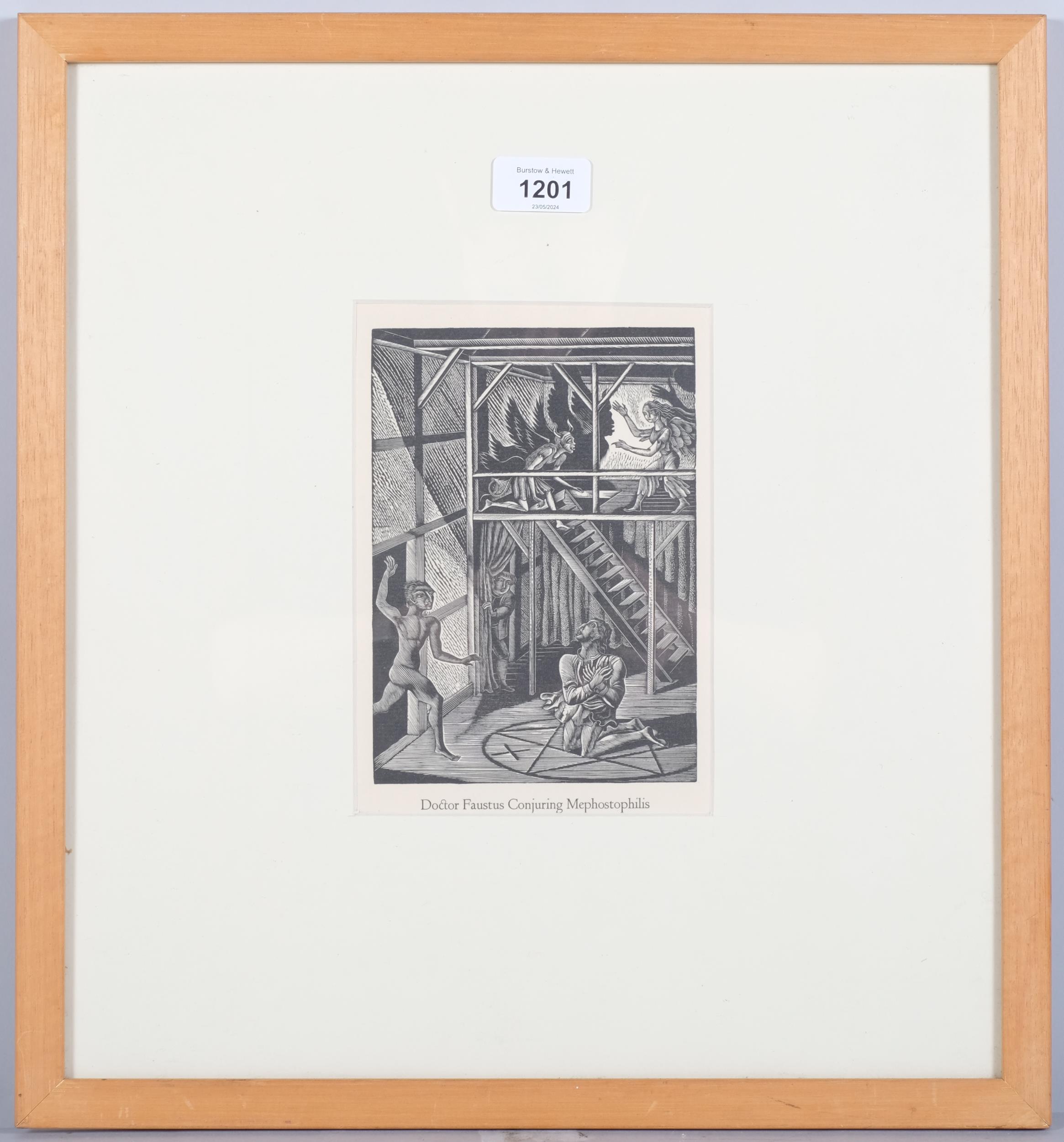 Eric Ravilious, Dr Faustus, wood engraving, published 1929, 17.5cm x 12.5cm, framed Good condition - Image 2 of 4