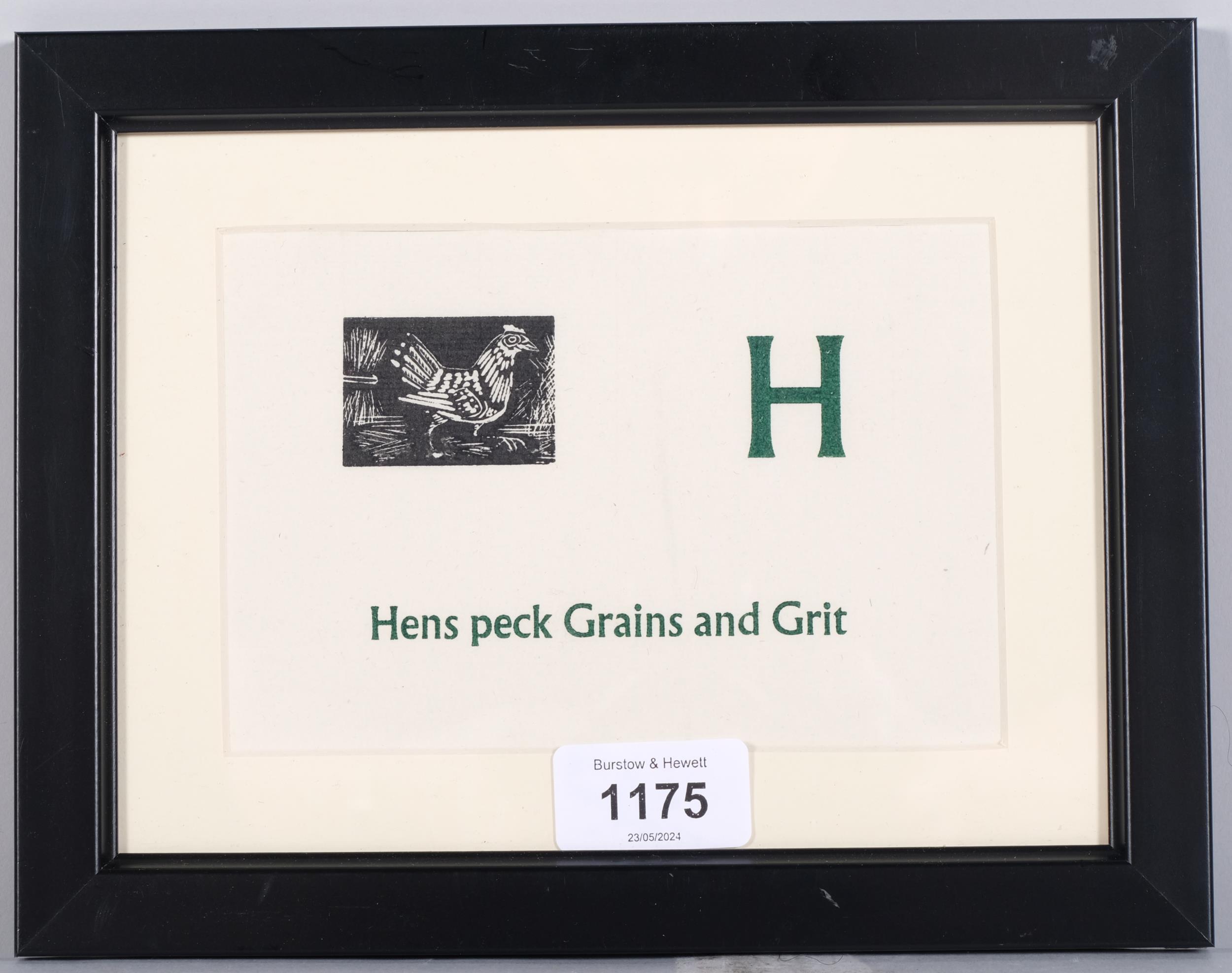 Enid Marx (1902-1998), limited edition wood engraving on paper, Hens peck Grains and Grit, from An - Image 2 of 4