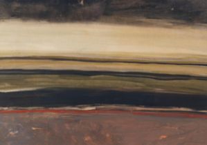 Janet Monks (born 1939), abstract landscape, watercolour gouache, 40cm x 56cm, framed