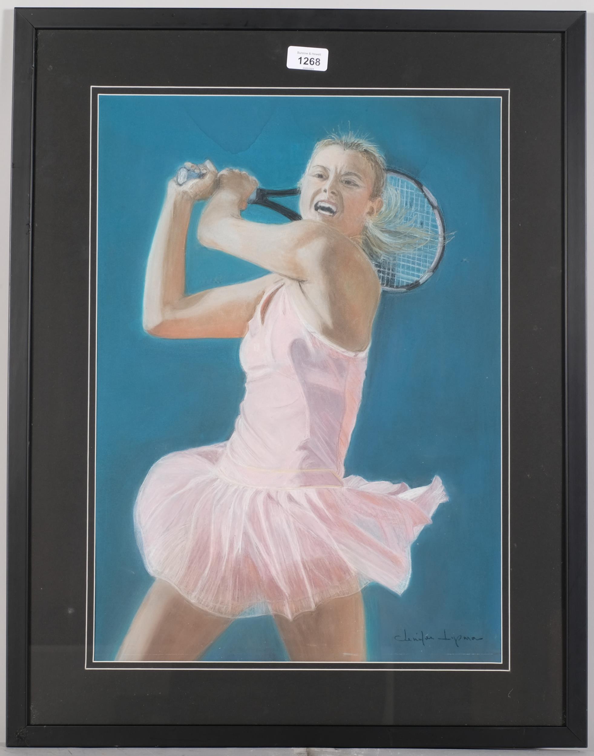 Jennifer Lipman (1935 - 2022), Maria Sharapova, coloured pastels, signed, 53cm x 38cm, framed Good - Image 2 of 4