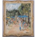 Impressionist promenade scene, mid-20th century oil on canvas, indistinctly signed, dated '61,