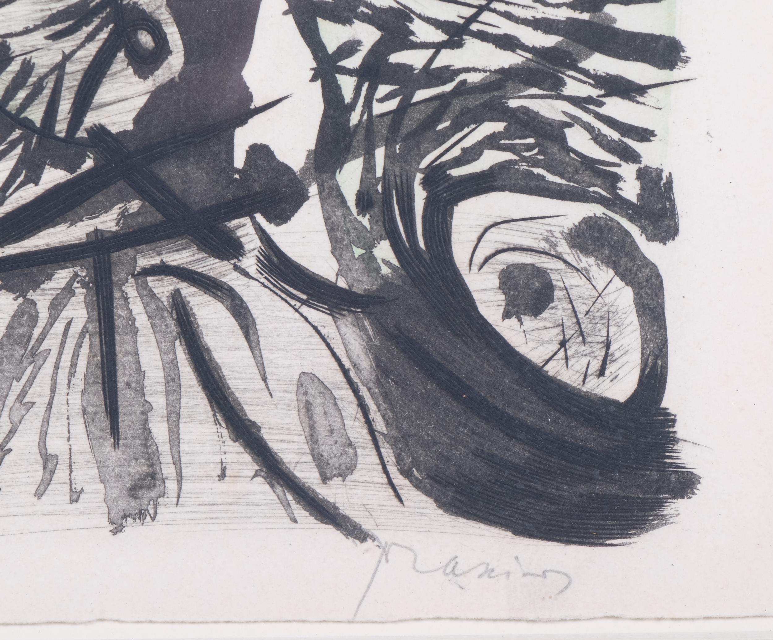 Mario Prassimos, abstract, etching, Gallery De France, 1953, signed in pencil, no. 36/200, sheet - Image 3 of 4