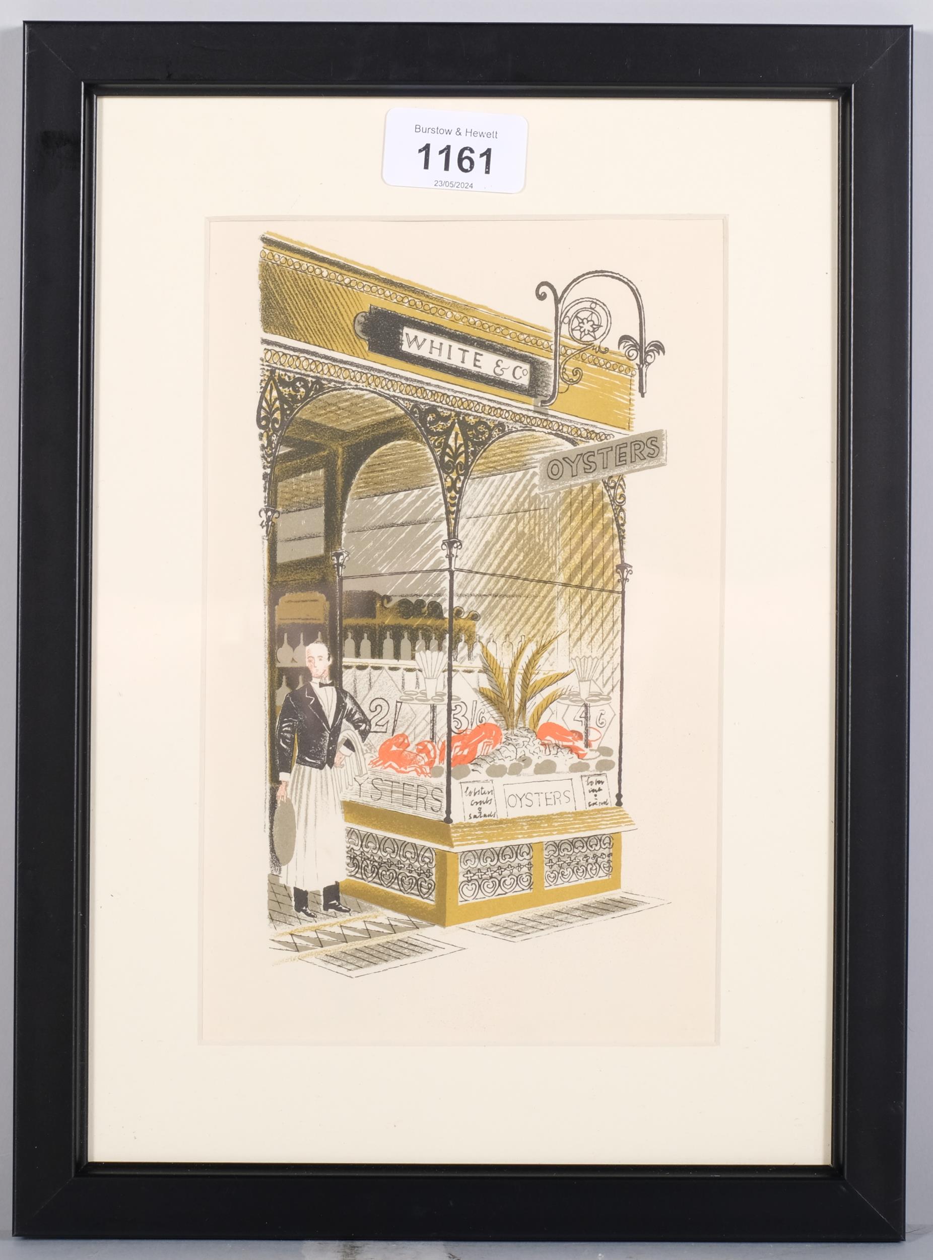 Eric Ravilious (1903-1942), lithograph in colours on paper, Oyster Bar, 22cm x 11cm, mounted, framed - Bild 2 aus 4