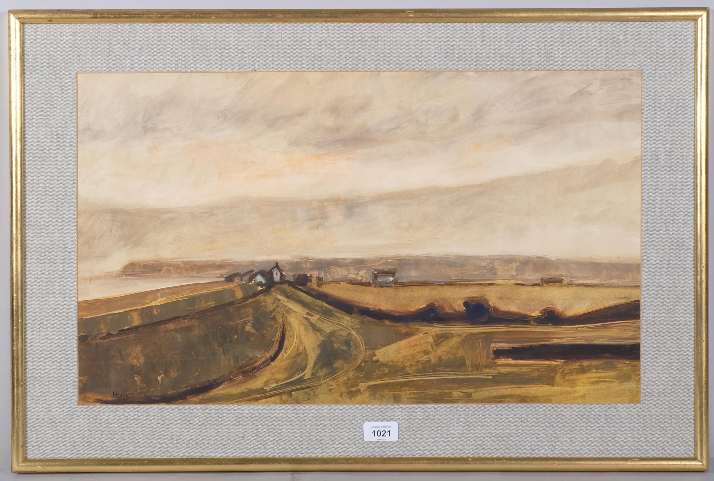 Janet Monks (born 1939), landscape, watercolour gouache, 36cm x 62cm, framed Good condition - Image 2 of 4