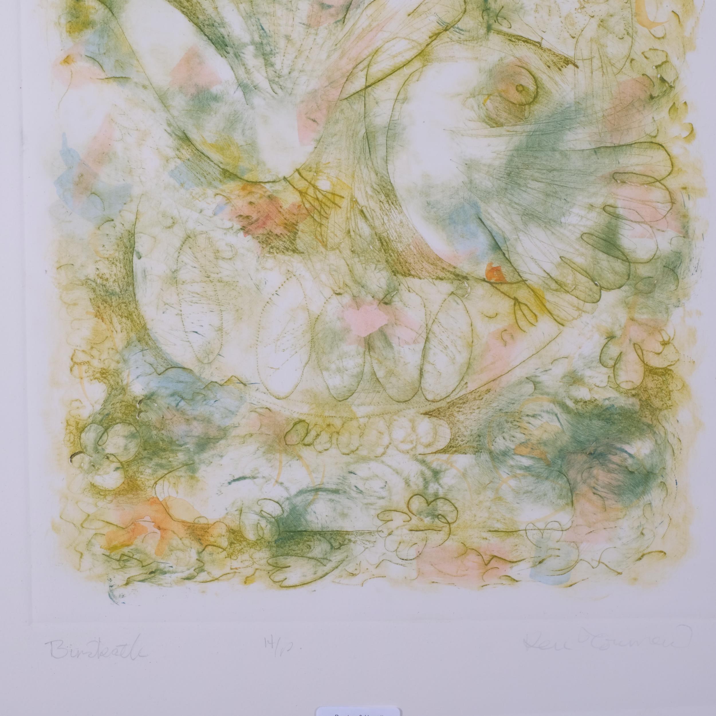 Kenneth Townsend (1931 - 1999), Birdbath, drypoint etching/watercolour, artist's proof, signed in - Image 3 of 4