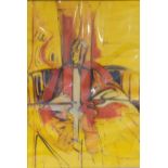 John Heritage (1931-94) Abstract figure of Pope Pius XII, contemporary watercolour on yellow paper,