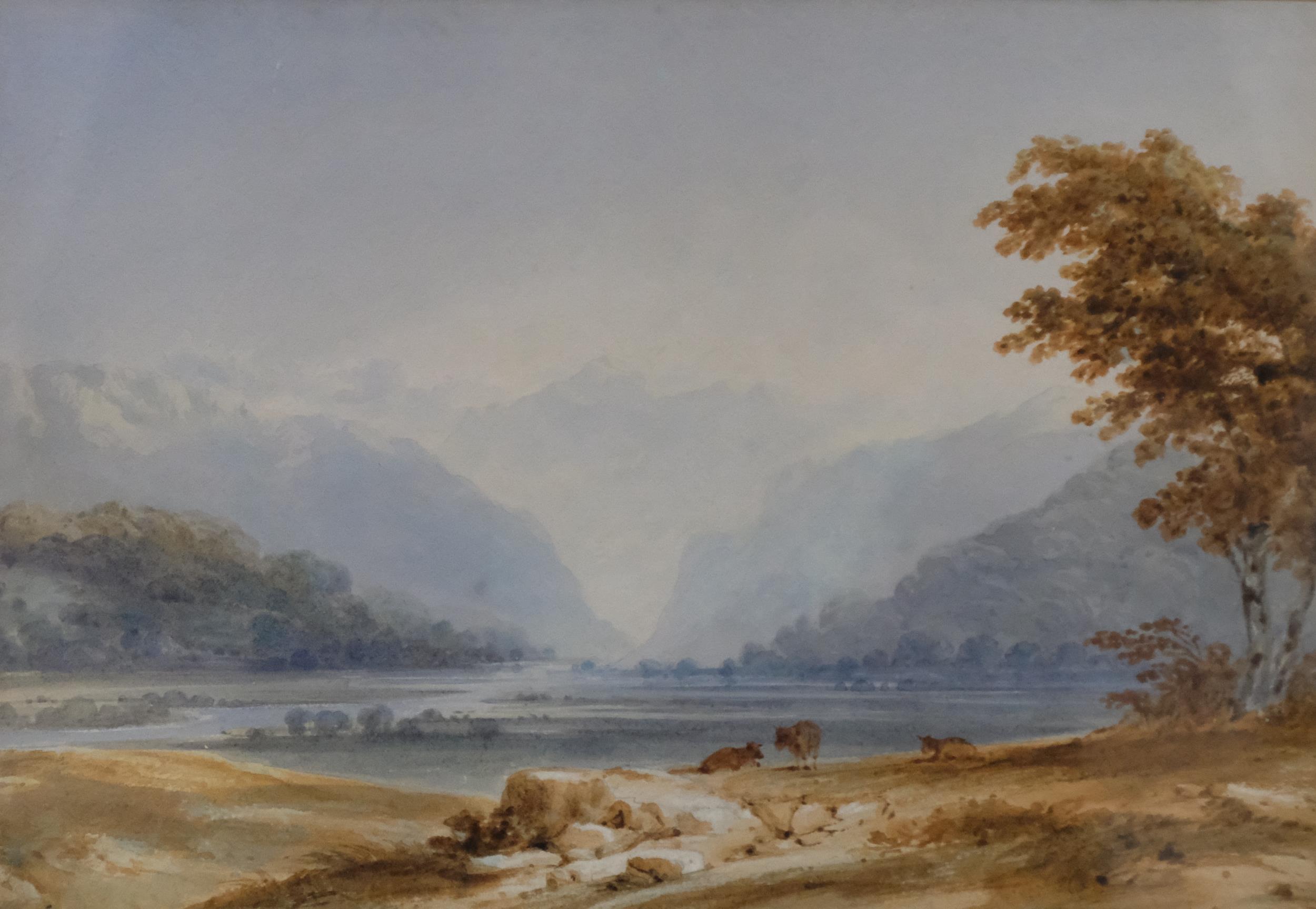Anthony Copley Fielding, view of Cadir Idris Wales, watercolour, 18cm x 25cm, framed Good condition