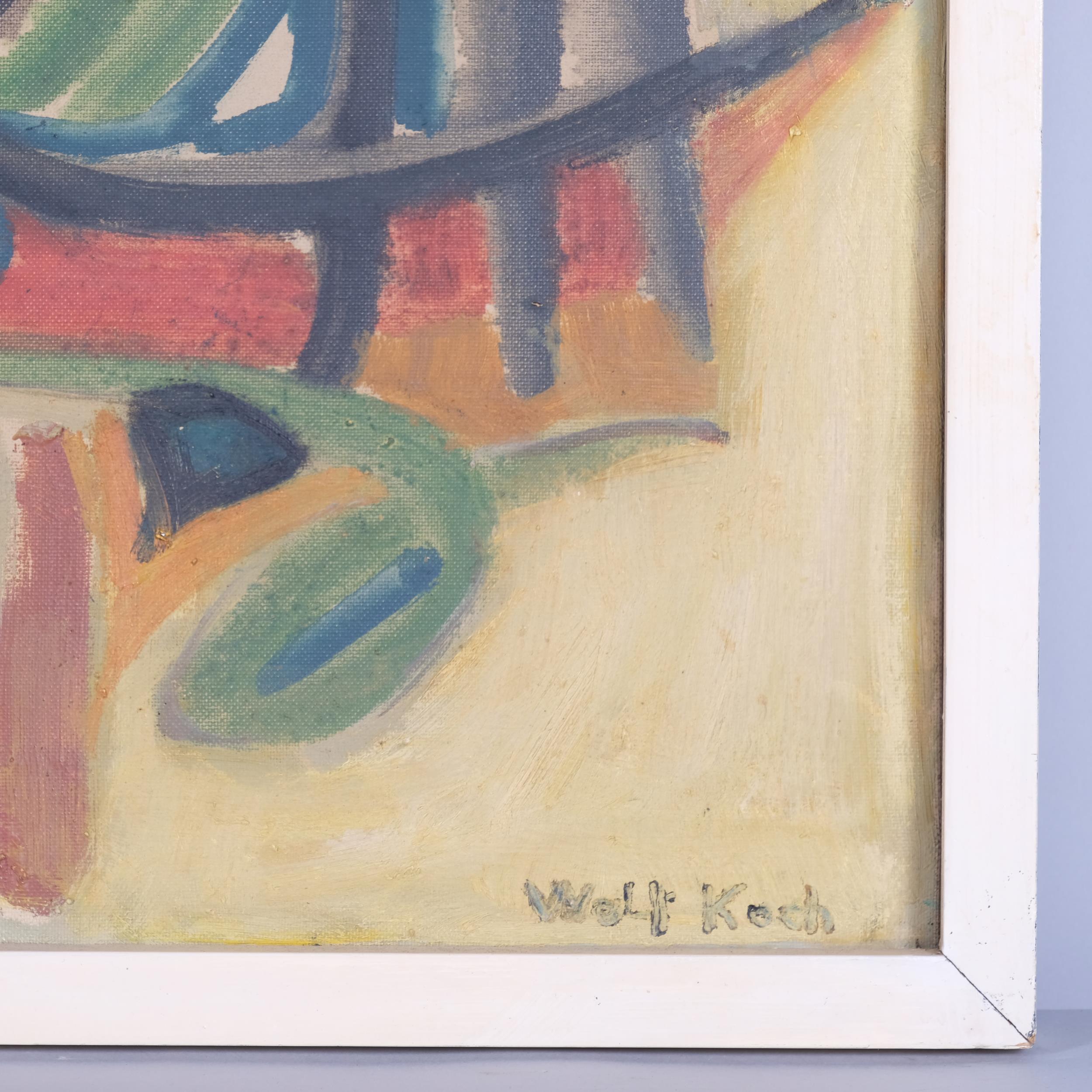 Lotte Wolf-Koch (1909 - 1977), abstract composition, oil on canvas, signed, 40cm x 50cm, framed - Image 3 of 4