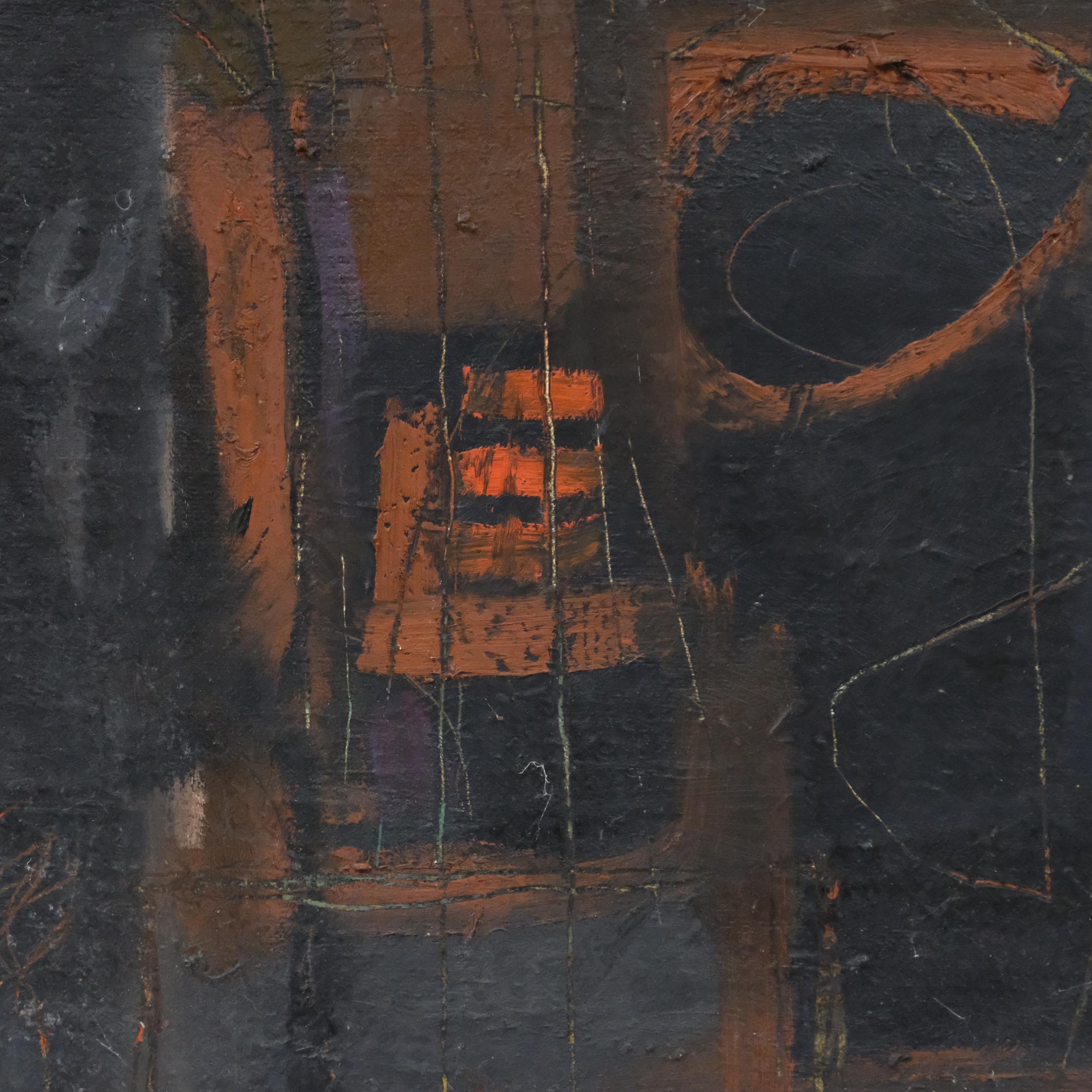 Ken Townsend (1931 - 1999), abstract composition, oil on board, signed, 55cm x 55cm, framed Good - Image 2 of 4