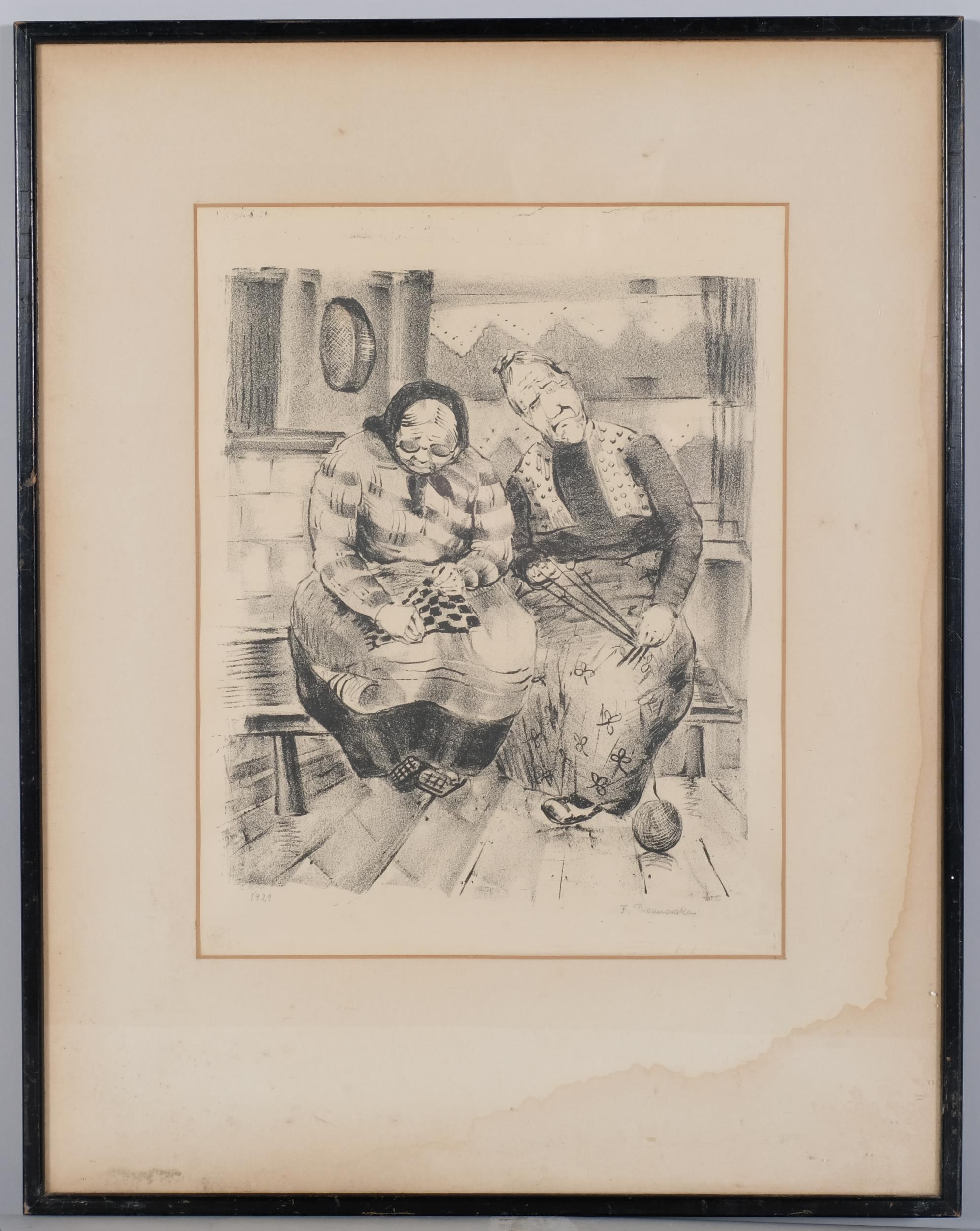 Felicia Pacanowska (Polish, 1908 - 2002), 2 women, lithograph, signed in pencil, dated 1929, image - Image 2 of 4