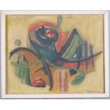 Lotte Wolf-Koch (1909 - 1977), abstract composition, oil on canvas, signed, 40cm x 50cm, framed