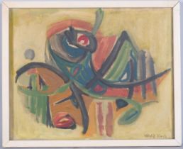 Lotte Wolf-Koch (1909 - 1977), abstract composition, oil on canvas, signed, 40cm x 50cm, framed